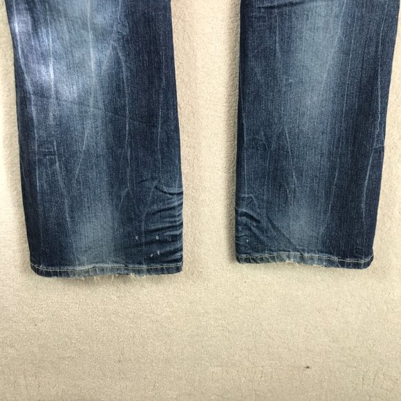 MEK Prague Boot Cut Jeans Womens 31x34 Medium Wash Denim Mid Rise Distressed - Picture 10 of 15